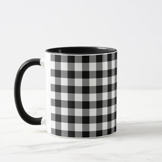 Caneca Teste padrão preto e branco do guingão (Esquerda)