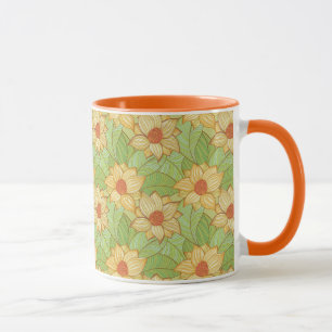 Caneca Teste padrão retro da magnólia