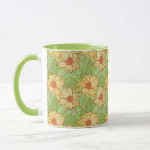 Caneca Teste padrão retro da magnólia
