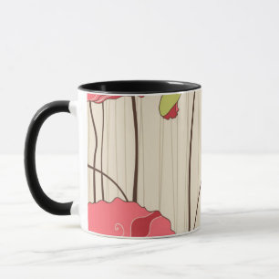 Caneca Teste padrão retro das papoilas