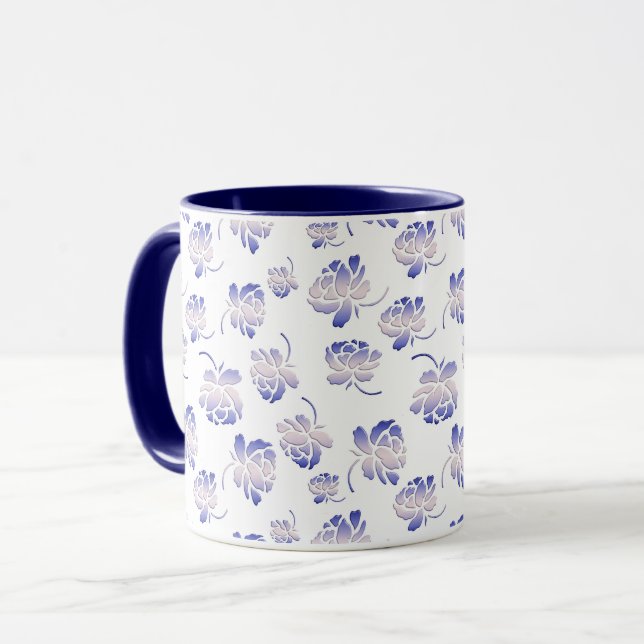 Caneca Teste padrão retro floral (Frente Esquerda)