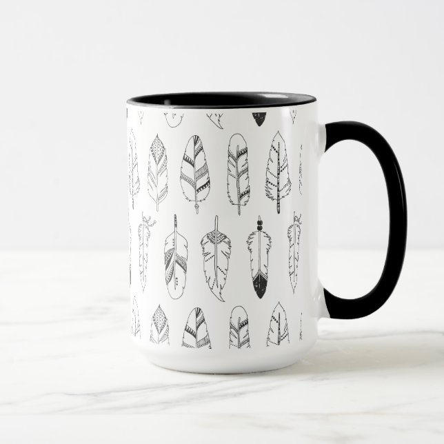 Caneca Teste padrão retro inspirado da pena (Direita)