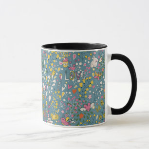 Caneca Teste padrão romântico abstrato com desenhos