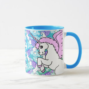 Caneca Teste padrão roxo e cor-de-rosa do unicórnio