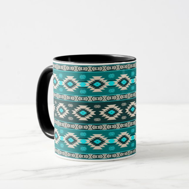 Caneca Teste padrão tribal étnico do sudoeste (Frente Esquerda)