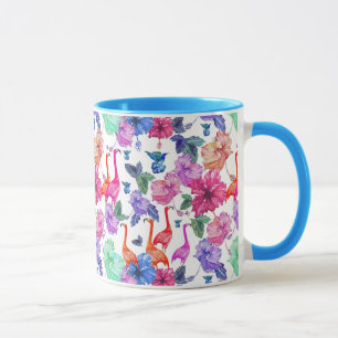 Caneca Teste padrão tropical da aguarela