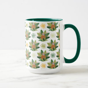 Caneca Teste padrão tropical da preguiça