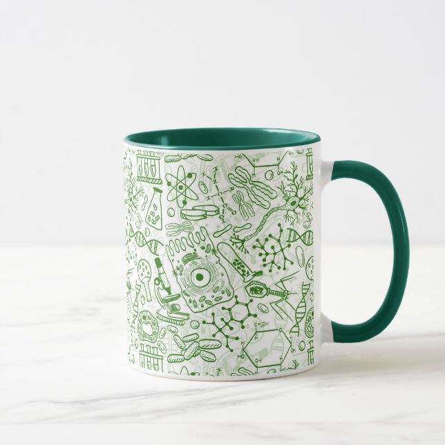 Caneca Teste padrão verde da biologia (Direita)