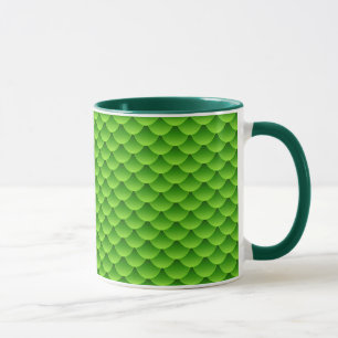 Caneca Teste padrão verde pequeno da escala de peixes