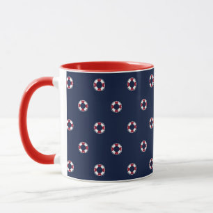 Caneca Teste padrão vermelho e branco da bóia