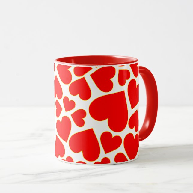 Caneca Teste padrão vermelho sem emenda da forma do (Frente Esquerda)