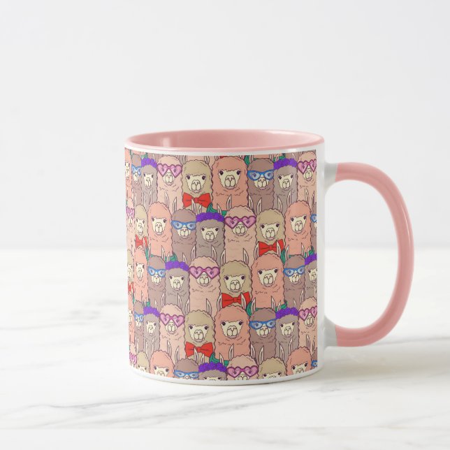 Caneca Teste padrão vestido na moda do lama (Direita)