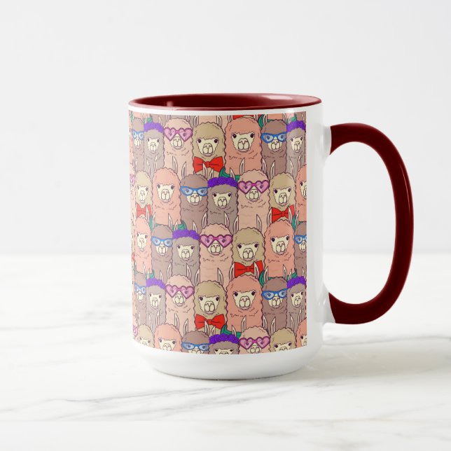 Caneca Teste padrão vestido na moda do lama (Direita)