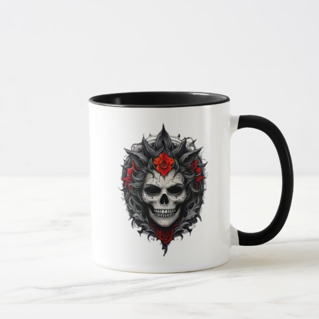 Caneca Tête de mort ornée de motifs gothiques. (Direita)