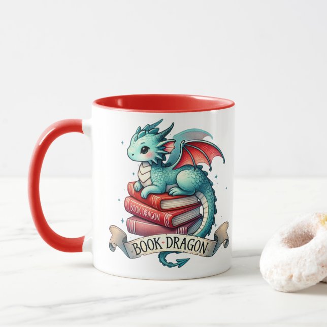 Caneca Teto do Dragão do Armário do Livro - Camisa de Ner (Com Donut)