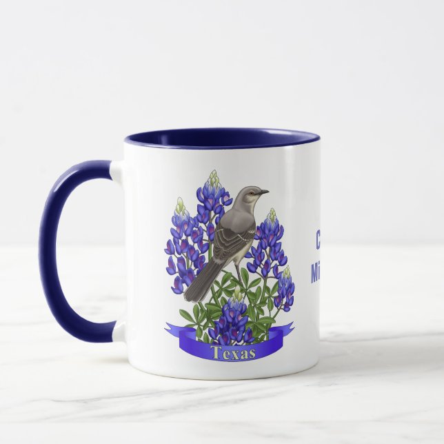 Caneca Texas State Mockingbird & Bluebonnet Flower (Esquerda)