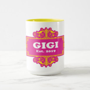 Caneca Texto Branco do GIGI est 2019 w Quadro de Herança