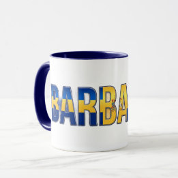 Caneca Texto da Bandeira de Barbados | Design de Orgulho