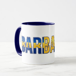 Caneca Texto da Bandeira de Barbados Design de Orgulho