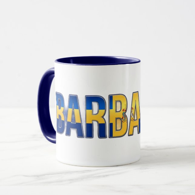 Caneca Texto da Bandeira de Barbados | Design de Orgulho  (Frente Esquerda)