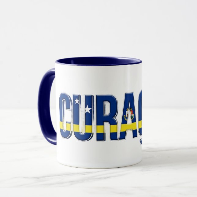 Caneca Texto da Bandeira de Curaçao | Design Orgulho Cari (Frente Esquerda)
