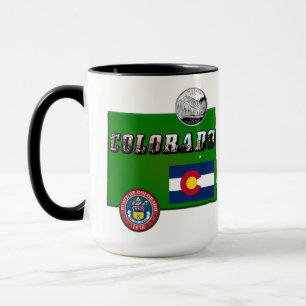 Caneca Texto da Imagem do Colorado, Sinalizador, Selo, Qu