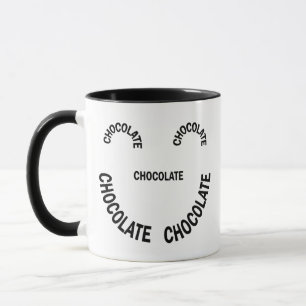 Caneca Texto de rosto de chocolate