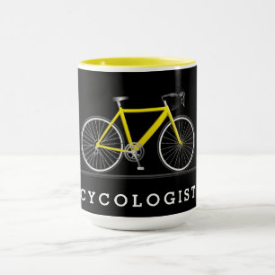 Caneca Texto do cicologista com bicicleta amarela