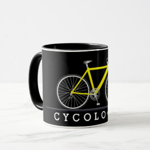 Caneca Texto do cicologista com bicicleta amarela