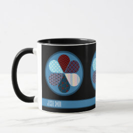 CANECA TEXTO DO NOME DO PADRÃO MODERNO ABSTRATO PATCHWORK