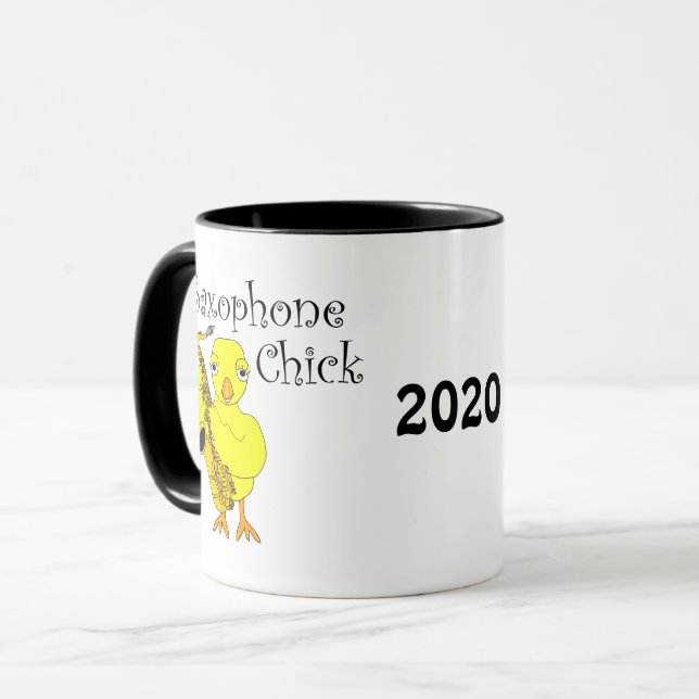 Caneca Texto do Pintinho saxofone (Frente Esquerda)