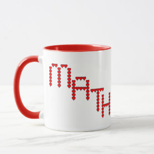 Caneca Texto dos Corações Vermelhos da Matemática