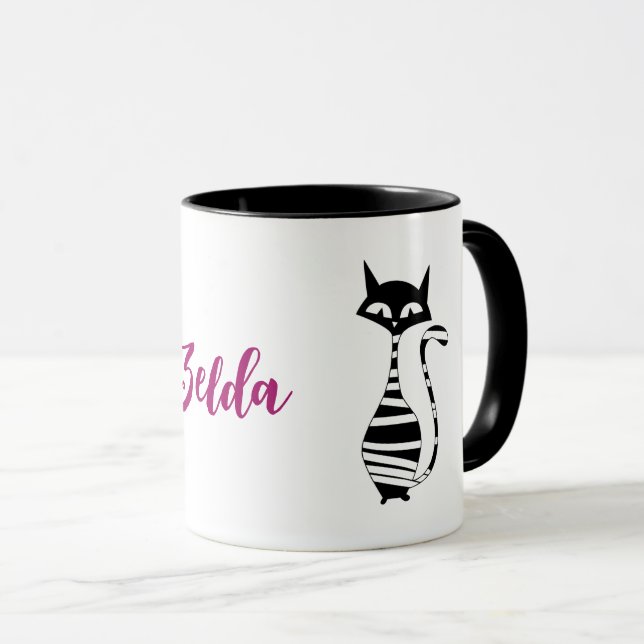 Caneca Texto editável do Cats de Meio século Moderno (Frente Esquerda)