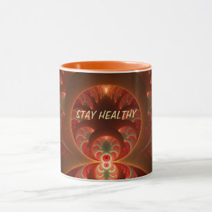 Caneca Texto Fractal Laranja Vermelho Moderno Abstrato Lu