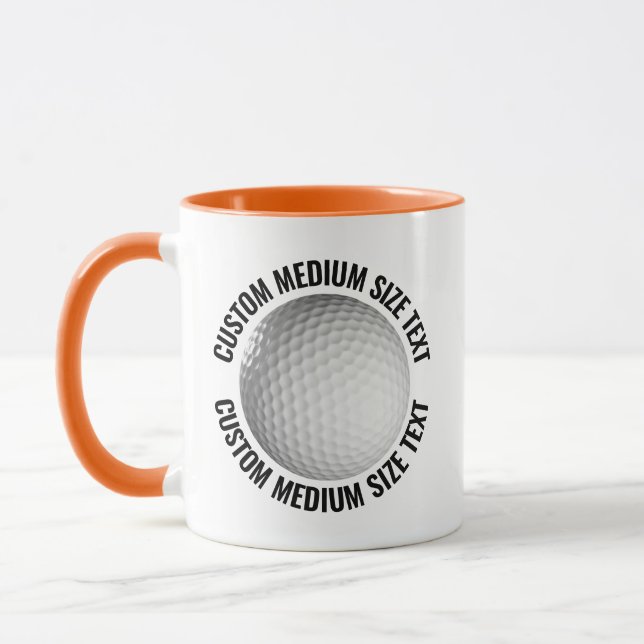 Caneca Texto Médio LARANJA Combo 11oz Golf Personalizado (Esquerda)