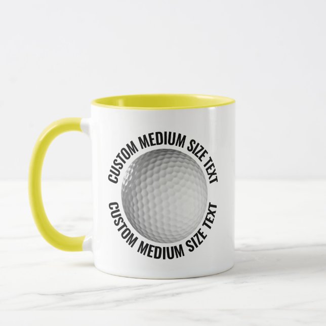 Caneca Texto Médio YELLOW Combo 11oz Golf Personalizado (Esquerda)