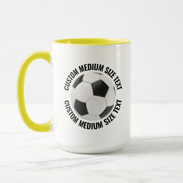 Caneca Texto Médio YELLOW Combo 15oz Futebol Personalizad (Esquerda)