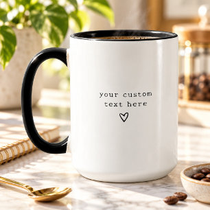 Caneca Texto minimalista de máquina de escrever preto e b