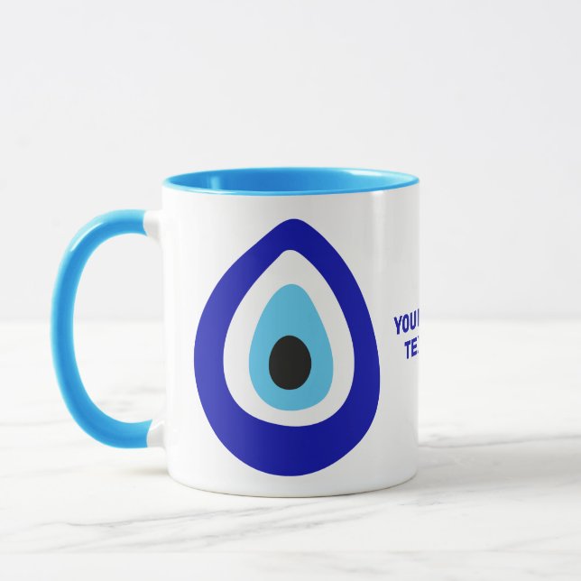 Caneca Texto Personalizado Amuleto Olho do Mal Nazar (Esquerda)