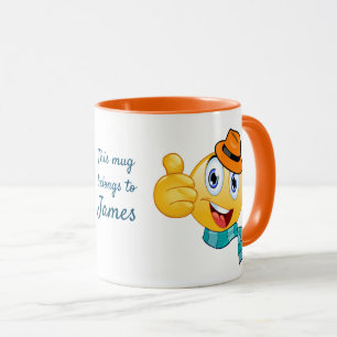 Caneca Texto Personalizado Aperta Emoji com Chapéu e Scar