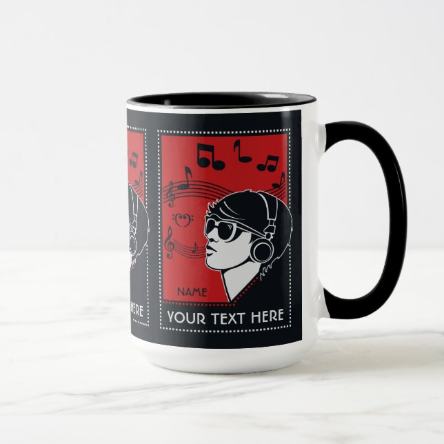 Caneca Texto Personalizado Arte Deco Músicas (Direita)