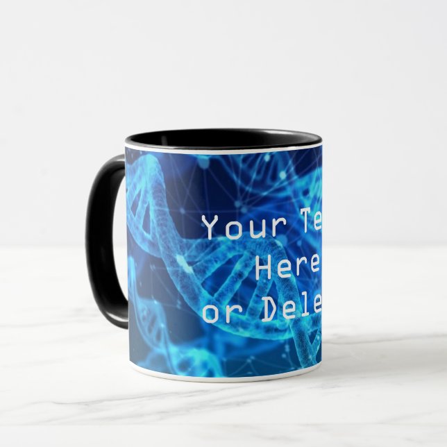 Caneca Texto personalizado Blue Double Helix DNA Strand S (Frente Esquerda)