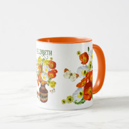 Caneca Texto Personalizado bonito Laranja e Branco