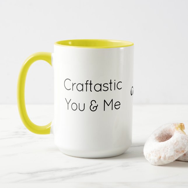 Caneca Texto Personalizado, Combinação Colorida Craftasti (Com Donut)