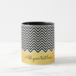 Caneca TEXTO Personalizado de Chevron Moderno DOURADO Bla