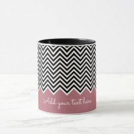 Caneca TEXTO Personalizado de Chevron Moderno, preto e RO