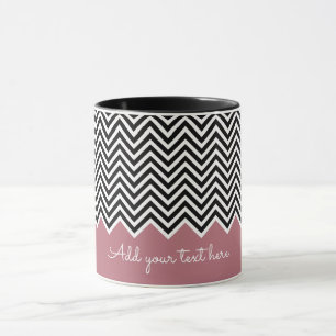 Caneca TEXTO Personalizado de Chevron Moderno, preto e RO