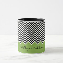 Caneca TEXTO Personalizado de Chevron Moderno Preto e Ver