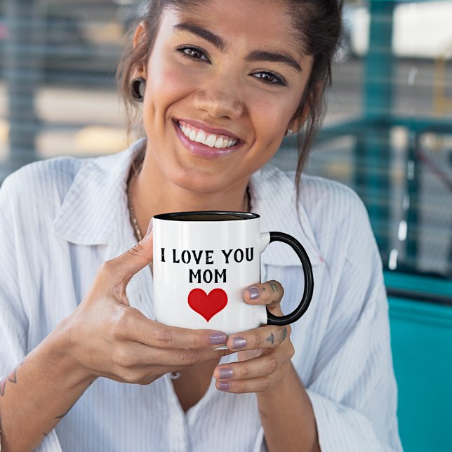 Caneca Texto Personalizado Eu Amo Você Mamãe Coração Verm (Criador carregado)