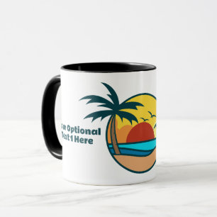 Caneca Texto personalizado — Sunset de praia tropical
